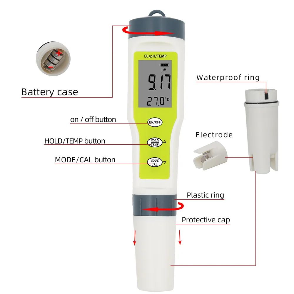 Waterproof PH Pen Meter Protable Digital PH Tester for Aquarium Pool Water Wine Urine Laboratory Automatic Calibration 30%off