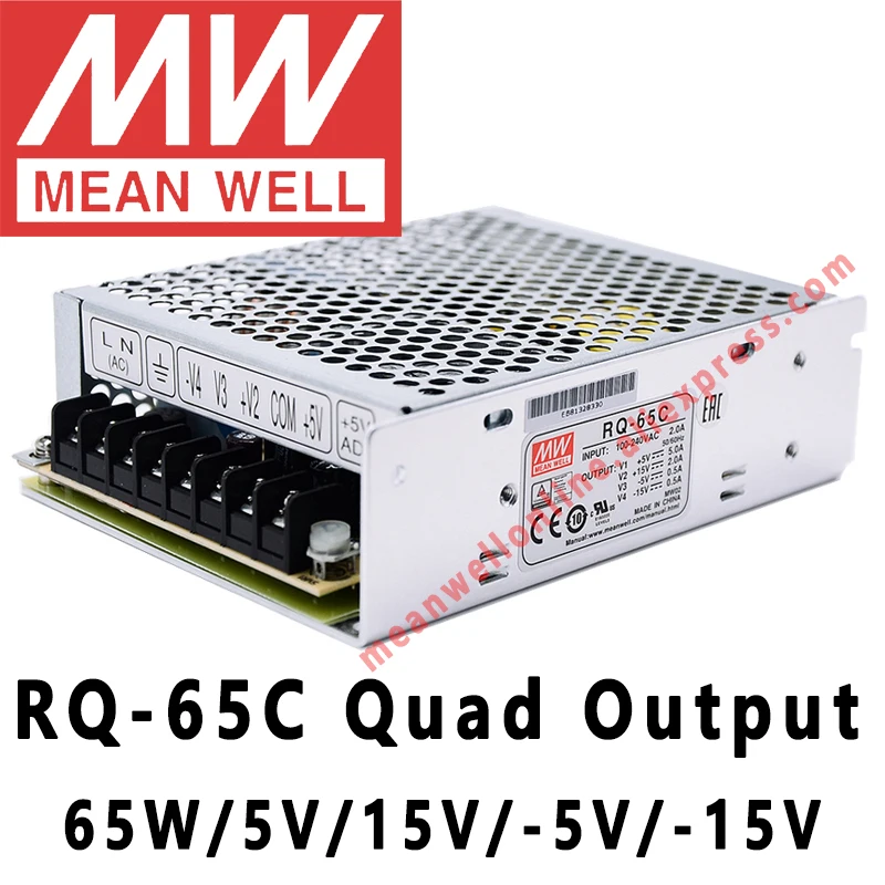 Mean Well RQ-65C 5V/15V/-5V/-15V AC/DC 65W Quad Output Switching Power Supply meanwell online store