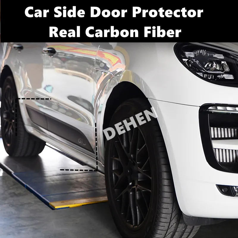 For Porsche Macan 2014-2021 Door Panel Trim Body Skirts Door Plate Cover Body Kit Trim Real Carbon Fiber Car Side Door Protector