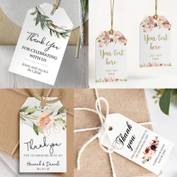 Etiquetas personalizadas de boda con agujero, Cajas de Regalo de recuerdos de dulces, etiquetas de magdalenas, gracias, 100 piezas