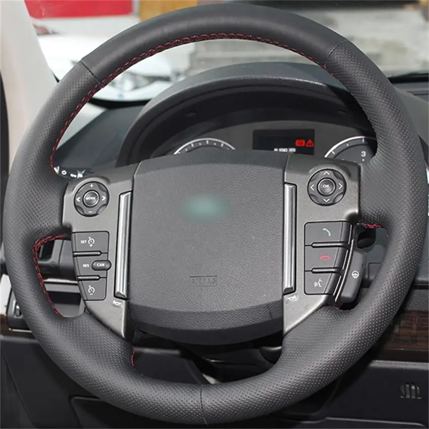 Hand-stitched Black Leather Car Steering Wheel Cover for Land Rover Freelander 2 2013 2014 2015