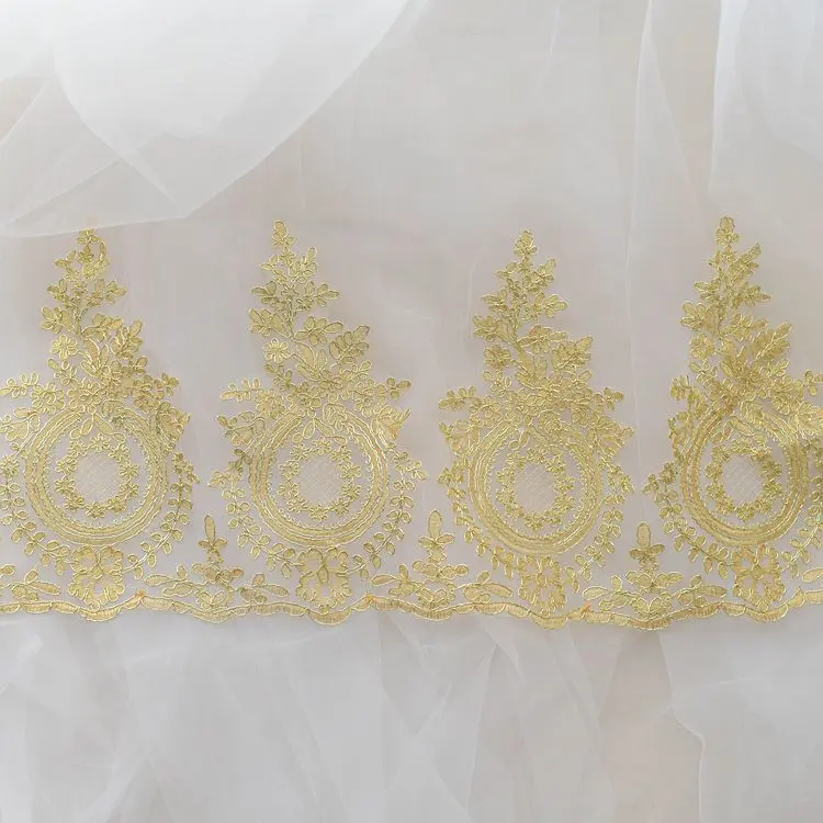 

gold lace trim round shape scallop lace boarder pineapple lace Bridal Dresses Lace Boarder Trim DIY Veil Trim 10 Yards