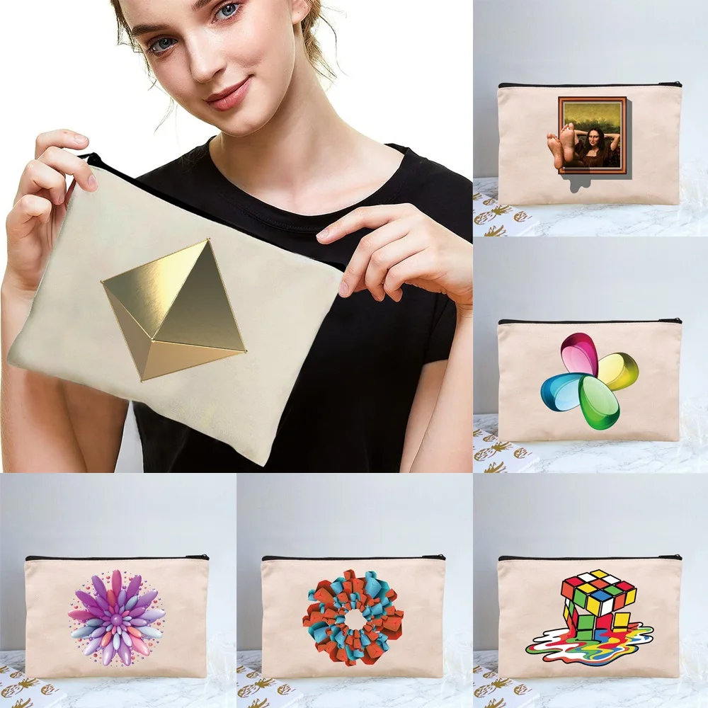 

Женская сумка для губной помады на молнии, женский складной органайзер для макияжа, чехол для косметолога, косметичка с 3D принтом, кошелек д...