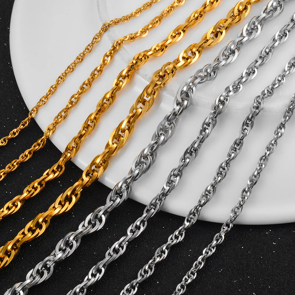 Stainless Steel Neo-Gothic Stacked Wave Necklace Various Widths And Lengths High-Quality For Men And Women Jewelry