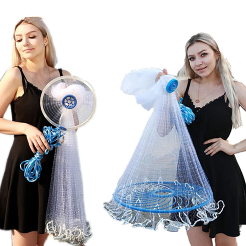 

Finefish-USA Cast Net, Easy Throw Fishing Net with Ring Disc, Outdoor Catch Fish, Dragging Network, Small Mesh Fly Nets
