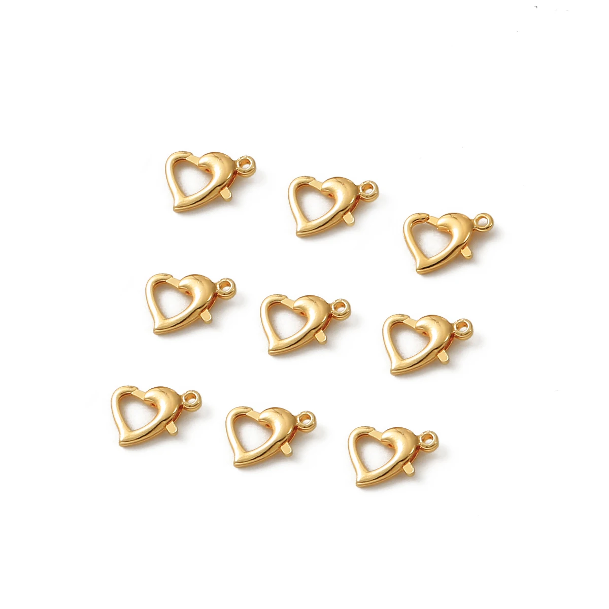 9x14mm Light Gold Love Heart-shaped Spring Clasp Lobster Clasp Diy Handmade Bracelet Necklace Clasp Jewelry Color Preservation