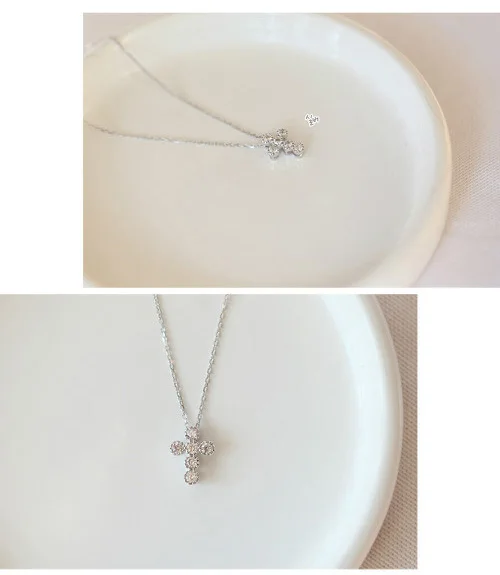 New 925 Sterling Silver Zircon Cross Necklaces Pendant Fashion Sterling Silver Jewelry Statement for Women Bijoux