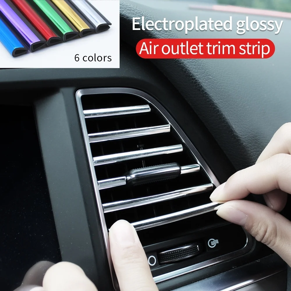 10pcs car trim strip 20CM Styling Mouldings Air Outlet Trim Strip Auto Air Vent Grilles Rim Trim Cars Decoration Strips