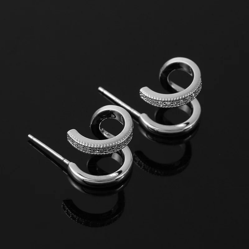 Simple Mosquito Coil Ear Clip Double Ear Ring Conjoined Earring Circle Simple Temperament Earring Female Hot Sale