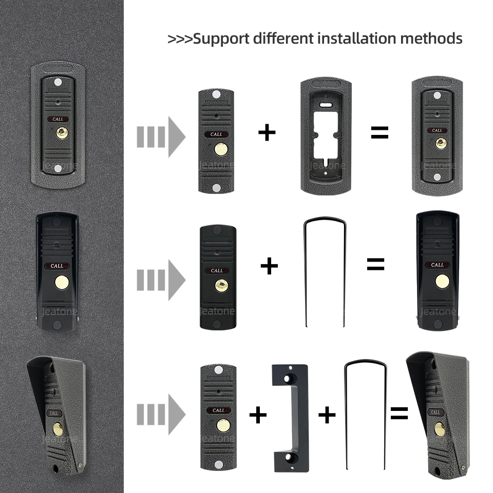 Jeatone Tuya smart WIFI 4-Wired video intercom doorbell 1.0MP high resolution Interphone IP65 Weatherproof,AHDcamera,84201sliver