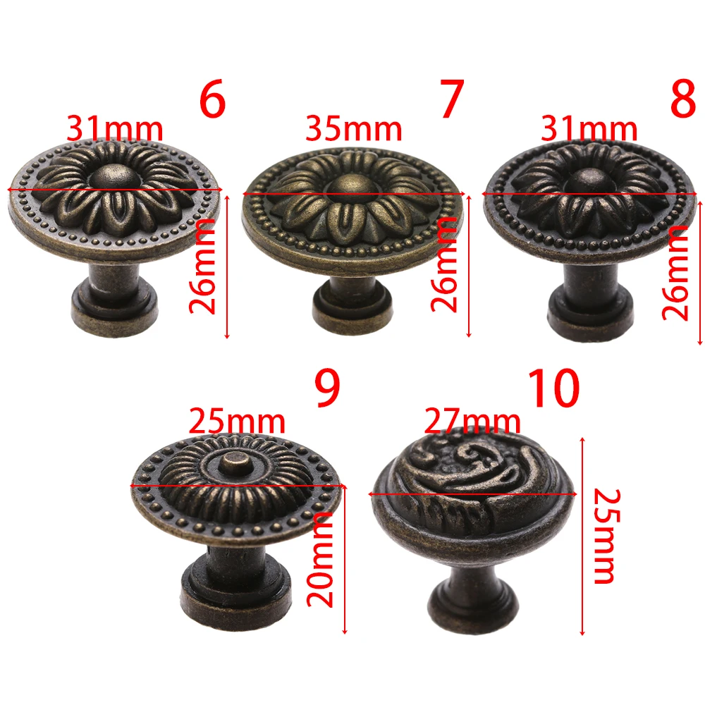 2 Pcs Antique Pull Handles Round Shape Cabinet Pulls Retro Drawer Knob Wardrobe Pulls Door Furniture Handle Hardware Fittings