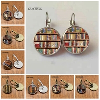 New retro books photo earrings books lovers earrings jewelry librarians gifts writers students teacher books nerd gifts