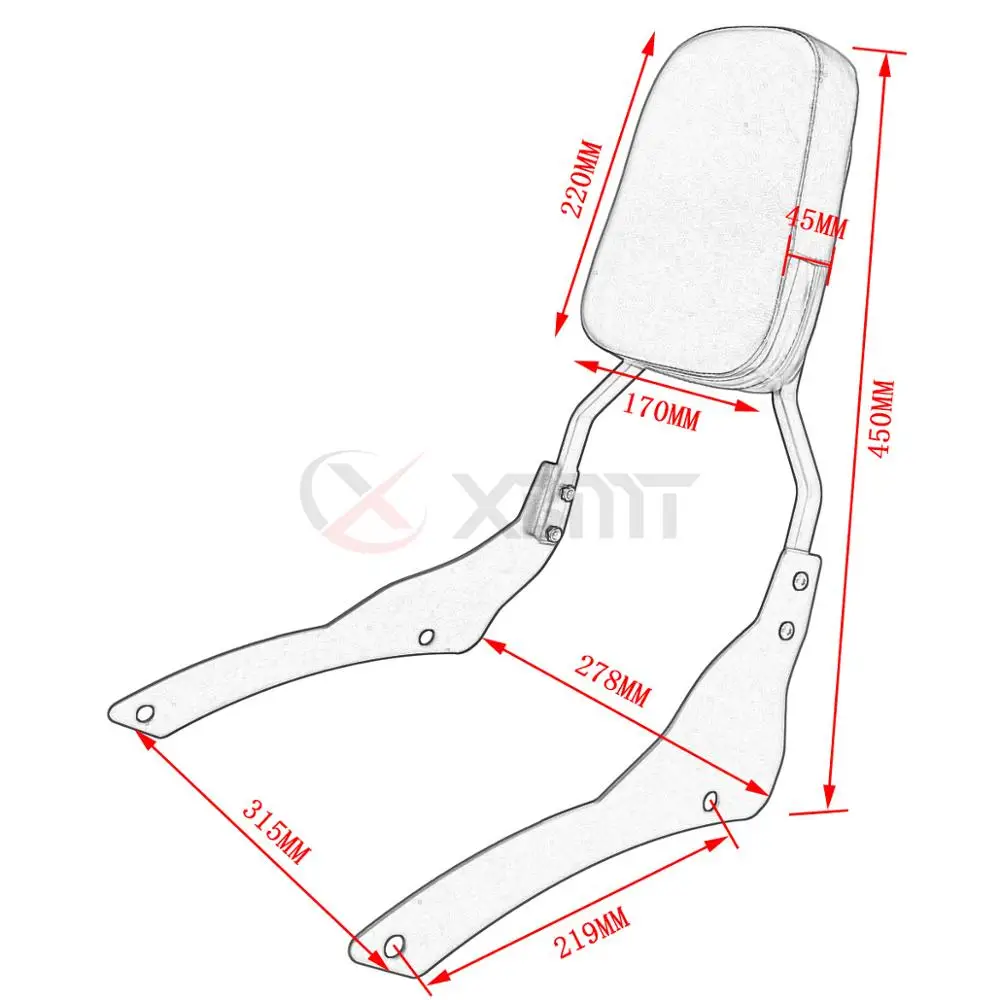 Motorcycle Chrome/Black Backrest Sissy Bar For Yamaha V-Star XVS 400 650 XVS400 XVS650 Classic 1998-2017