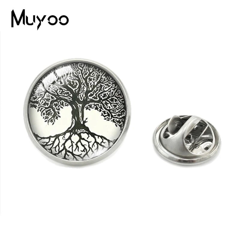 2019 New Fashion Yin Yang Tree of Life Collar Pins Vintage Trees Yinyang Bagua Stainless Steel Jewelry Lapel Pins