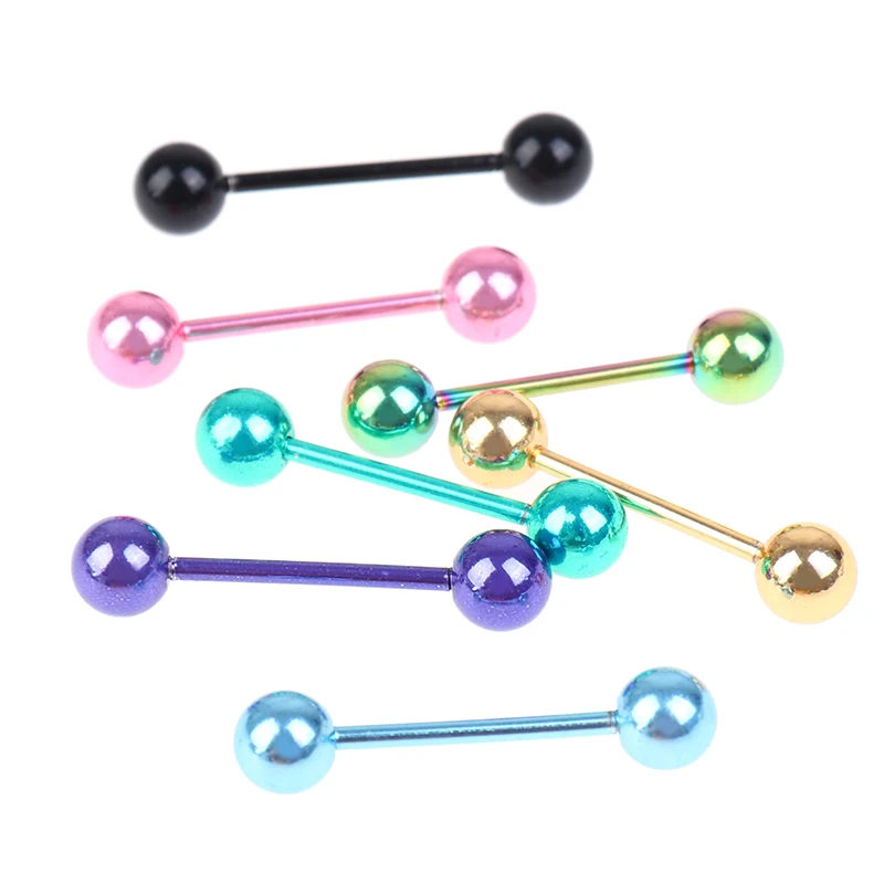 7 Pcs/set Tongue Piercing Stainless Steel Piercing Tongue Rings Bars Girls Tongue Piercing Industrial Barbells Quality Body Ring