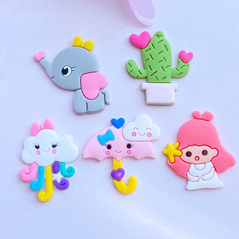 10 stücke Nette Mini Cartoon Tiere/Kleine Mädchen PVC Flexible Kleber Flache Rückseite DIY Sammelalbum Verzierung Telefon Handwerk Dekoration