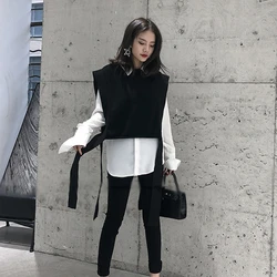 Cashmere Knit Vest Female Loose Sleeve Round Neck Sleeveless Sweater Short Paragraph Vest Soft Warm