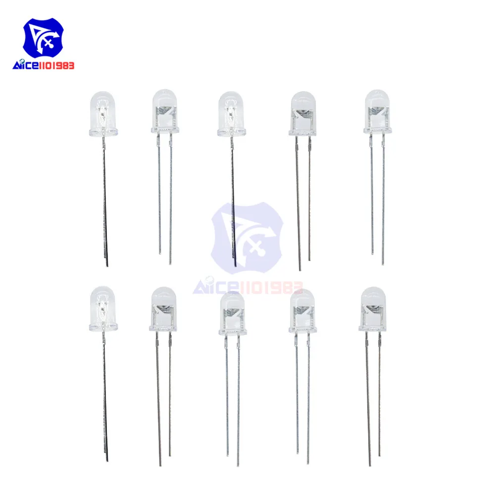 Diymore 10 قطعة/الوحدة 5 مللي متر 850nm الأشعة تحت الحمراء 2 دبوس الصمام الثنائي مصباح للكاميرا ليلة الإصدار #3