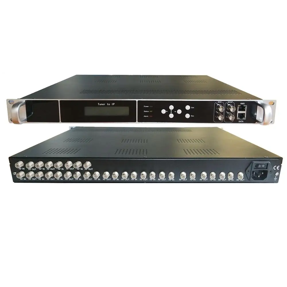 Digital RF Receiver  to IP gateway tuner to ASI DVB-S2 DVB-C DVB-T DVB-T2 ATSC ISDBT 16 channel tuner