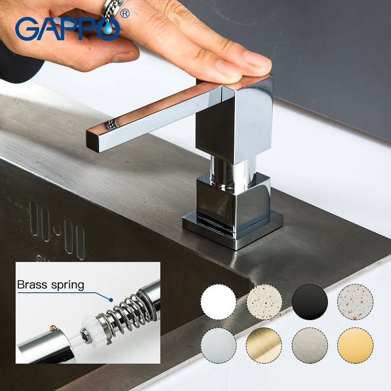 GAPPO Liquid Soap Dispenser Stainless Steel Deck Mounted Kitchen Soap Dispensers Black Built in Counter top Dispenser