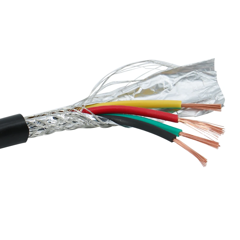

10 метров UL2464 4c 4 ядра 22AWG/4x1 мм ^ 2 двойной экранированный кабель шагового двигателя и vfd шпинделя для гравировального маршрутизатора с ЧПУ