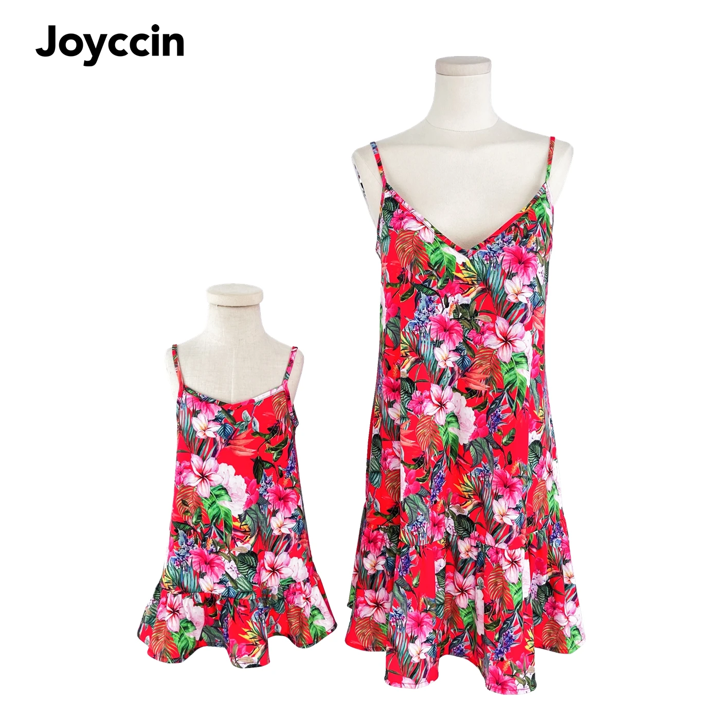 

Joyccin Mother and Daughter Floral Print Sleeveless Princess Party Dress Summer Women Girl's Sexy Mini A-Line Ruffle Hem Dresses