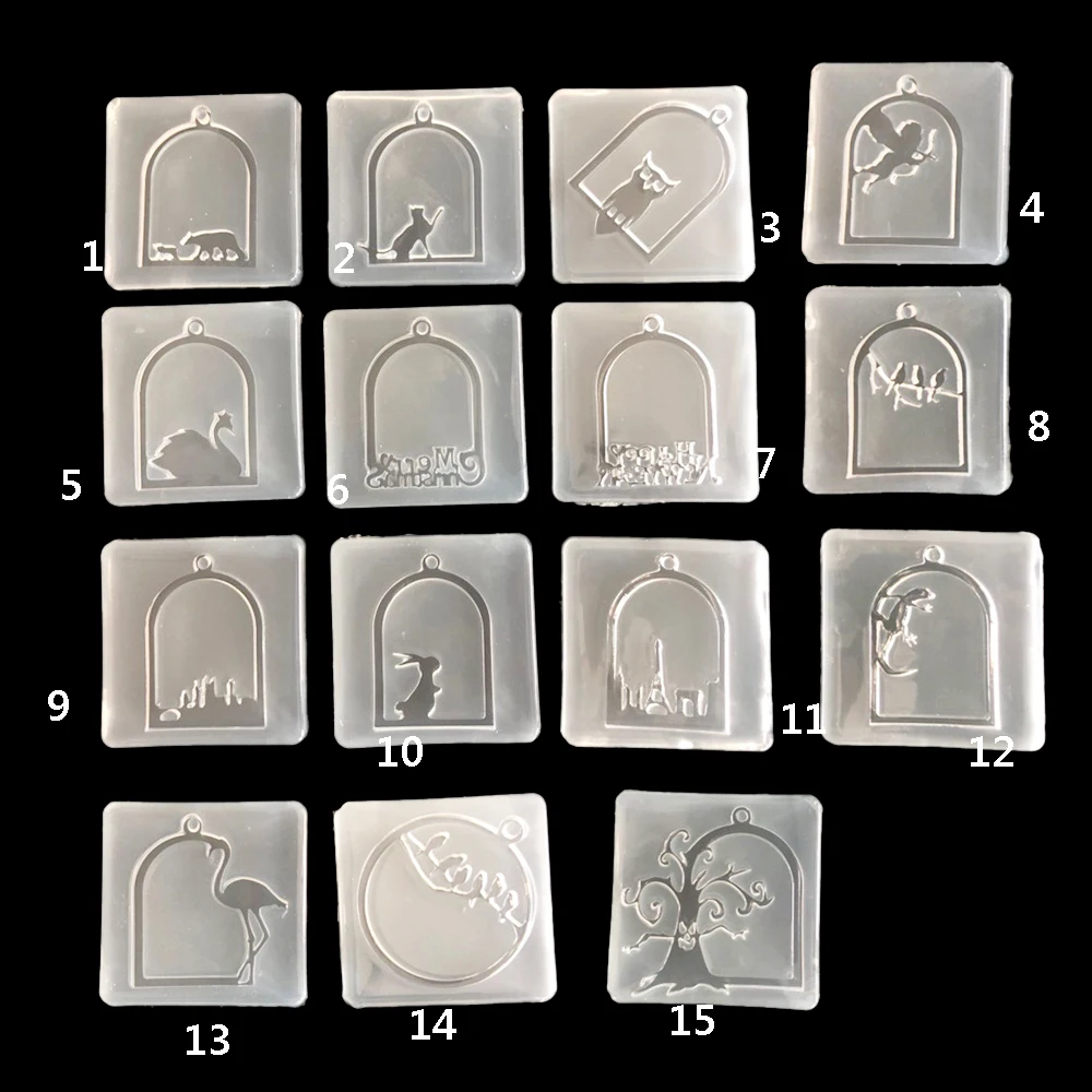 

Silicone Mold for jewelry frame Skeleton acrylic city owl tree cat building silhouette mirror Epoxy mold border pendant pendant