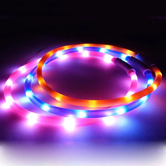 USB Rechargeable LED Flashing Light Band Glow Night Safety Warning Illuminate Belt Pet Dog Puppy Collar Adjustable Cut to Resize