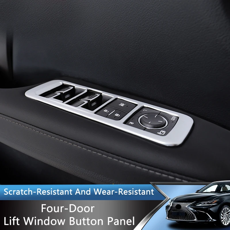 QHCP Car Door Window Lift Button Panel Sticker Decorative Frame Cover ABS 4Pcs For Lexus RX300 450H 2016-2020 Interior Accessory