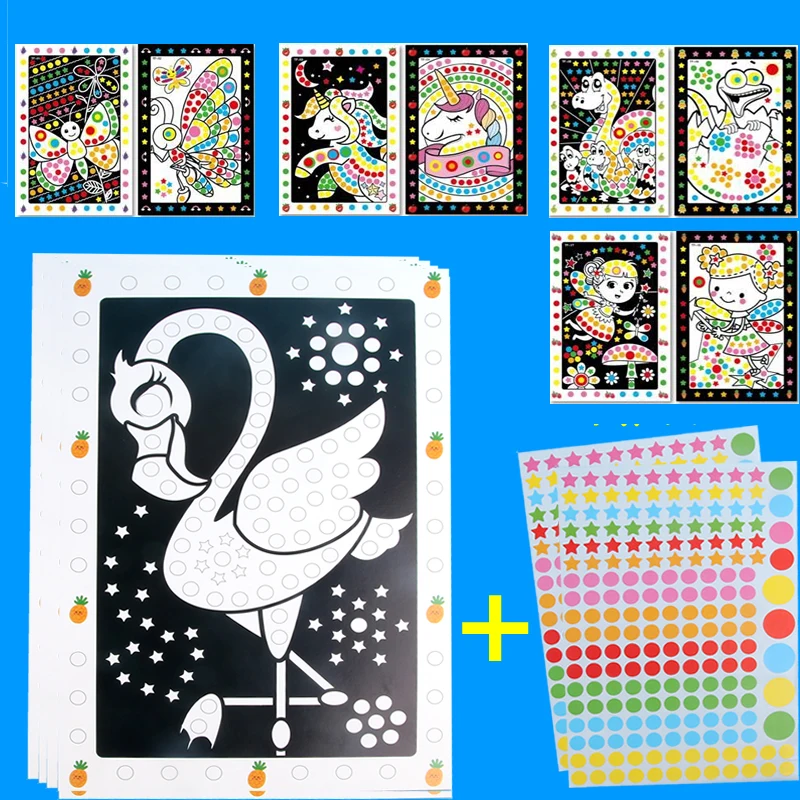 Diy Mozaïek Dot Cartoon Stickers Voor Kids Concentratie Geduld Coördinatie Training Montessori Leren Onderwijs Speelgoed Geschenken