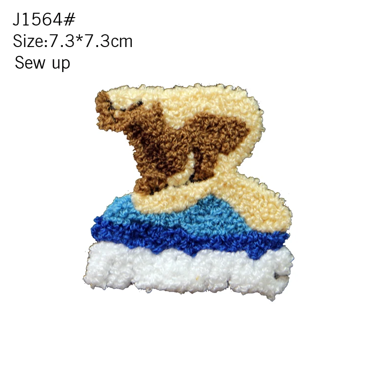 2pcs towel chenille Cute Cartoon Bear smile patch animal baby stripe Decal DIY clothing shoes and hats Badge