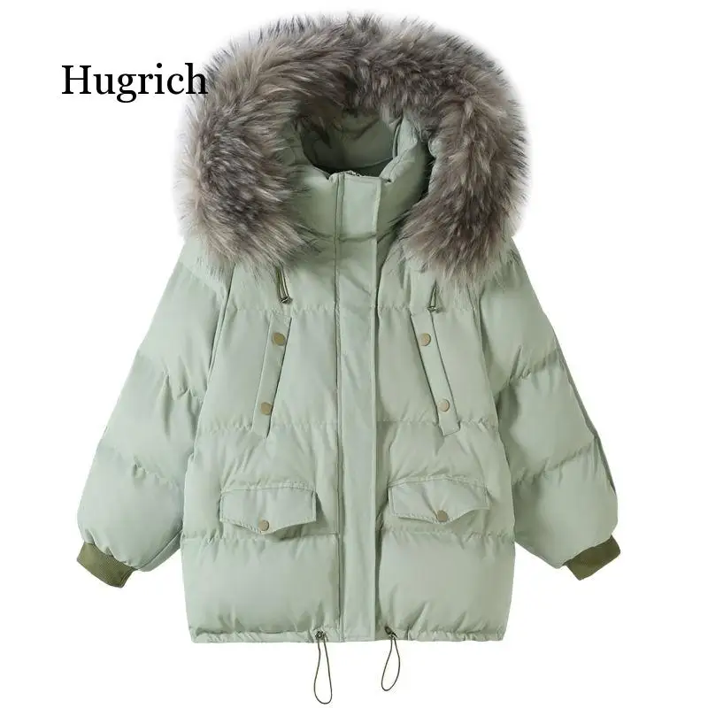 Winter Jacket Women Short Down Cotton Coats Parkas Female Fur Collar Hooded Cotton Jacket Woman Casual Loose Cotton-Padded Coats