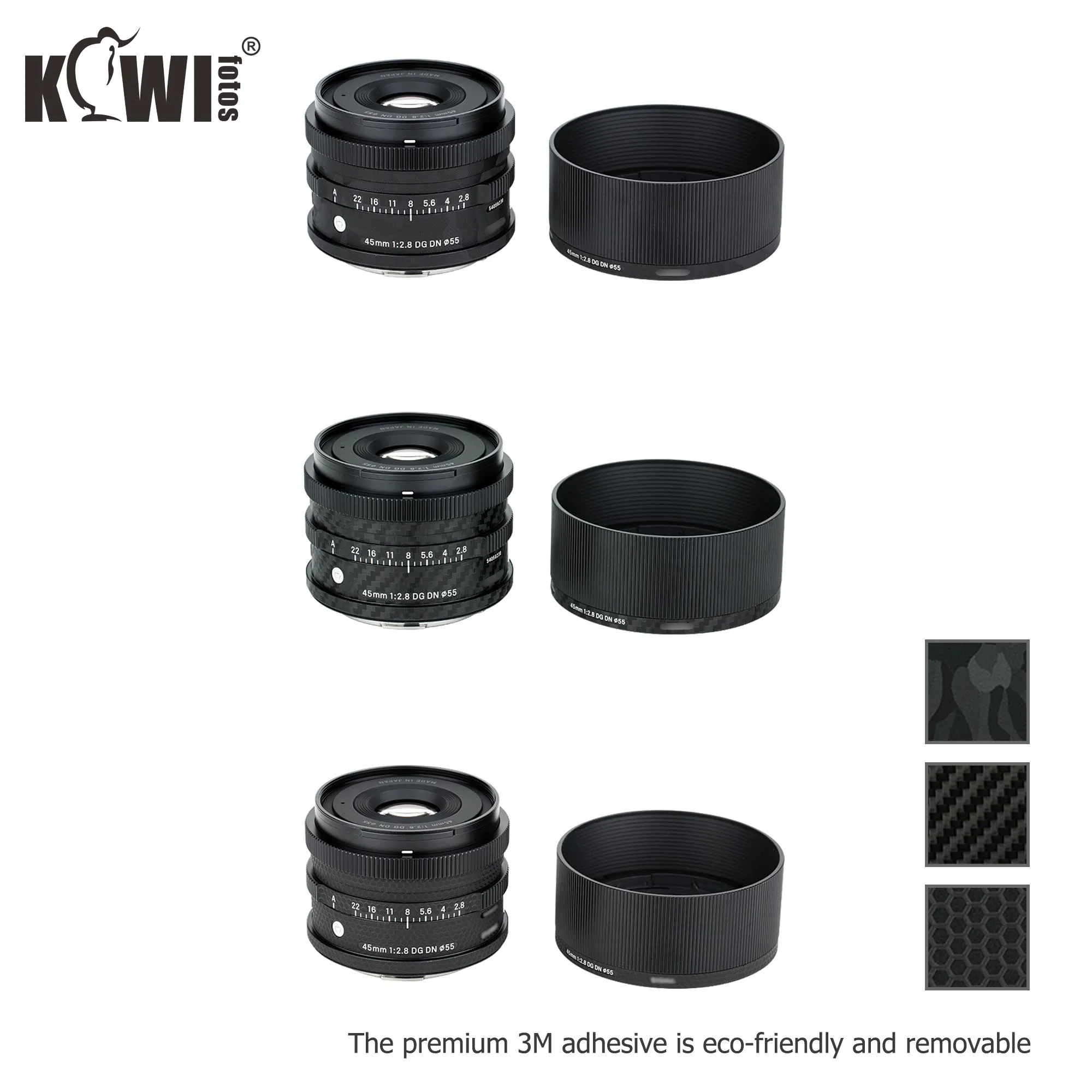 KIWI Anti-Scratch เลนส์กล้องฟิล์มผิวสำหรับ Sigma 45 มม.F2.8 DG DN เลนส์ร่วมสมัย & LH577-01 เลนส์ hood 3M สติกเกอร์เงาสีดำ