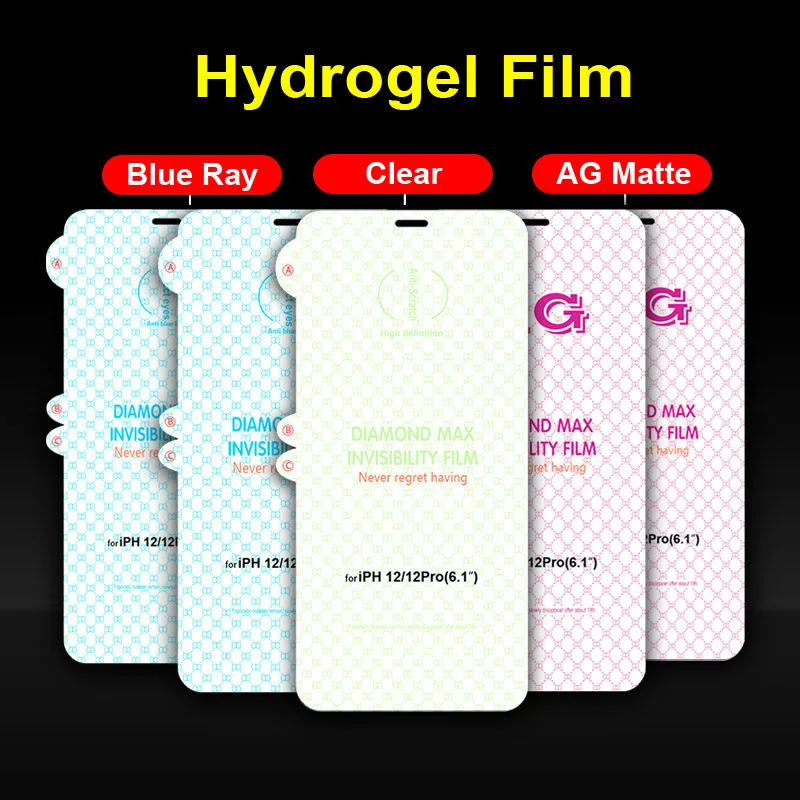 50PCS Diamond Max Insivibility Film For IPHONE 16 15 14 13 12 678 Plus XS XR 11 Pro MAX SE2  Hydrogel Film Screen Protector