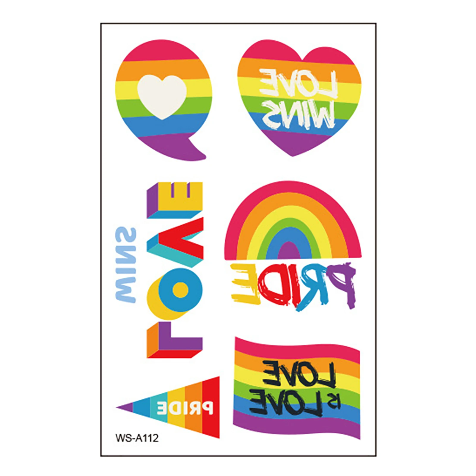 10pcs Face Stickers Rainbow Temporary Waterproof Tattoos Gay Pride Day Rainbows, Roses, Flags, Lips, Love Hearts Tattoo Paper