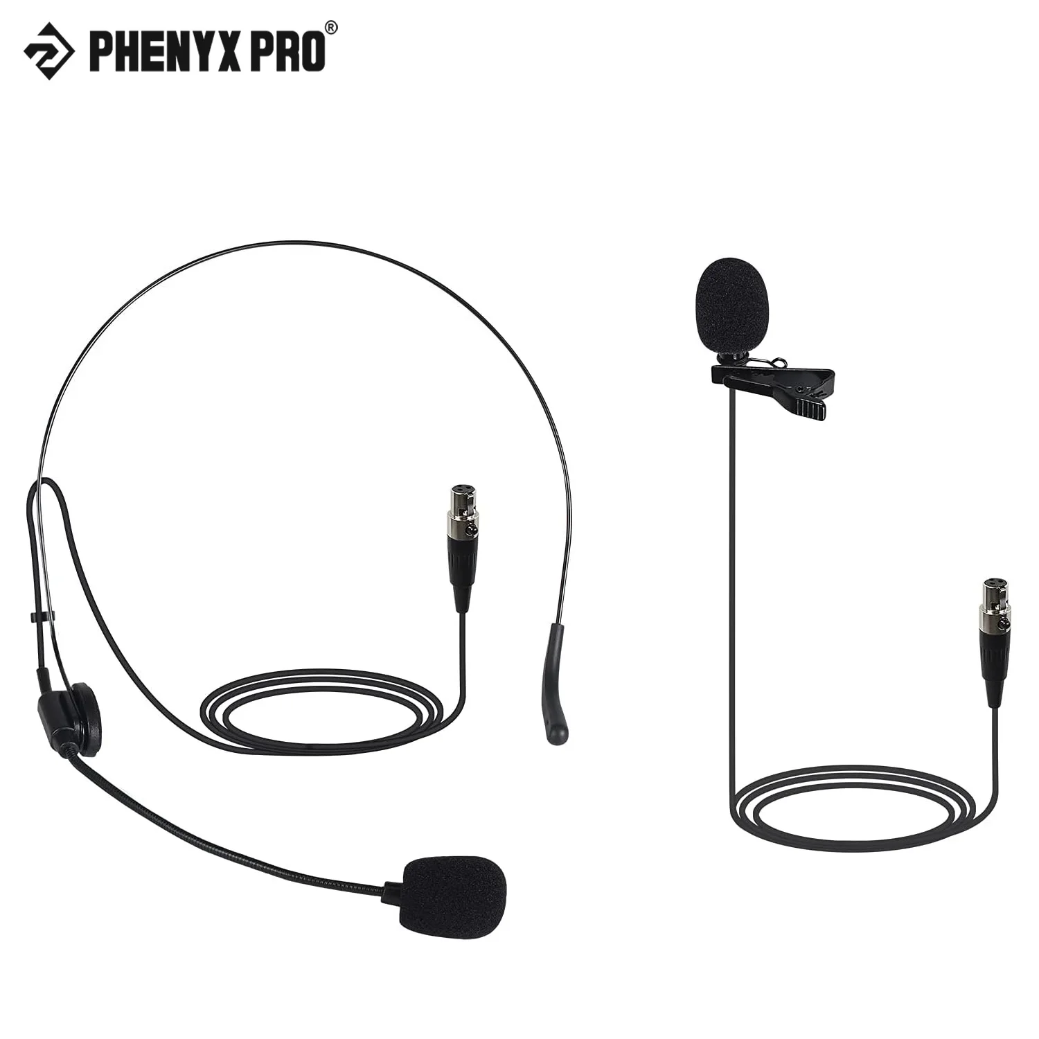 Phenyx Pro Lavalier Lapel Microphone /Headset Microphone Combo with Mini XLR Jack for Stage Loudspeakers Voice Amplifier Guide