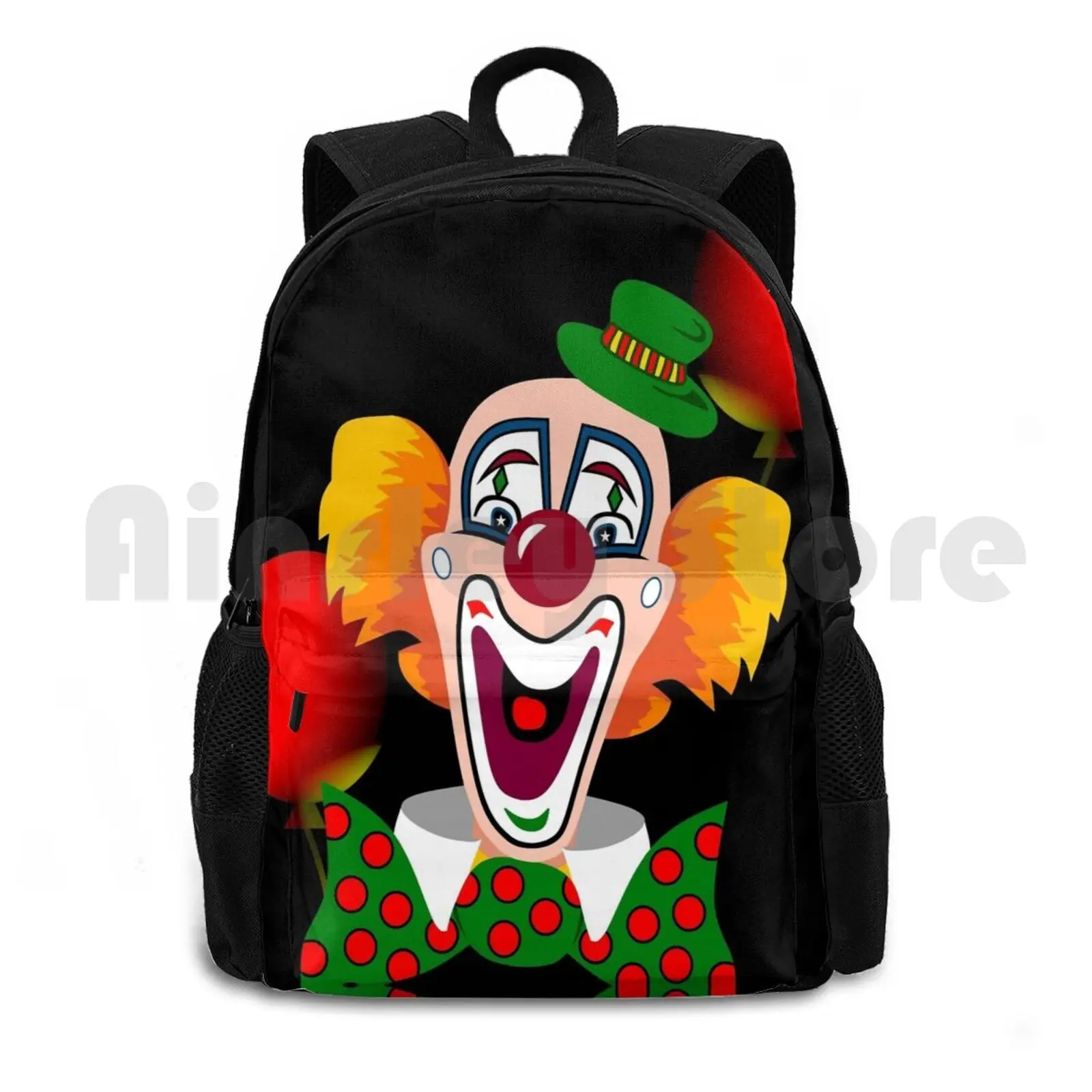 

Clown Outdoor Hiking Backpack Waterproof Camping Travel Comedian Comic Comical Amusing Entertaining Balloon Circus Pipo Pierrot