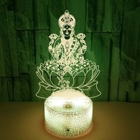 3D Illusion Lamp India God of Wealth Lakshmi Night Light 7Color Change Night Light Acrylic USB 3D Table Lamp Home Decor Gifts