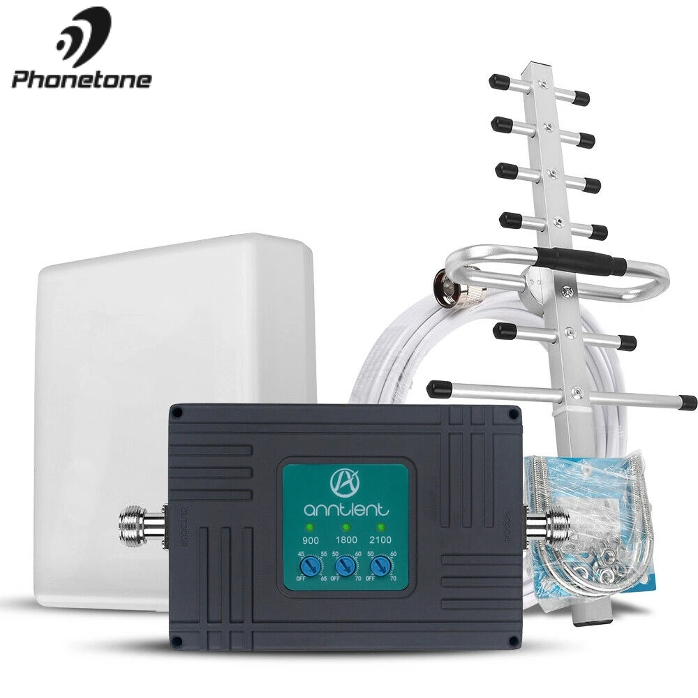 3G 4G LTE Cell Phone Signal Booster 900/1800/2100MHz Home Mobile Repeater Antenna Band 20/3/1 Amplifier Kit Improve Voice Data