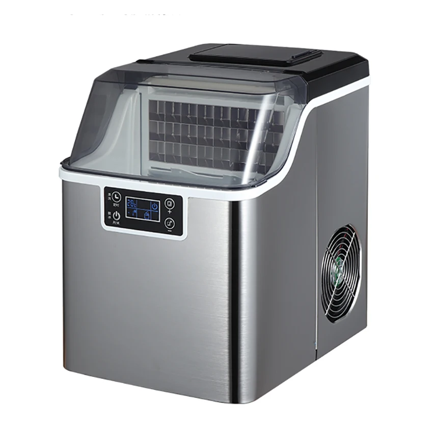 Máquina de fabricación de hielo comercial pequeña para el hogar, máquina automática para hacer cubitos de hielo, con entrada automática de agua embotellada de 220V y 150W, 30KG /24H