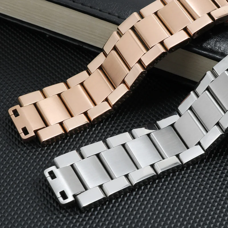 24X17mm Stainless Steel Watchband Black Silver  Bracelet Replacemet Metal Strap For  Big Explosion Series Men's Watch Chain