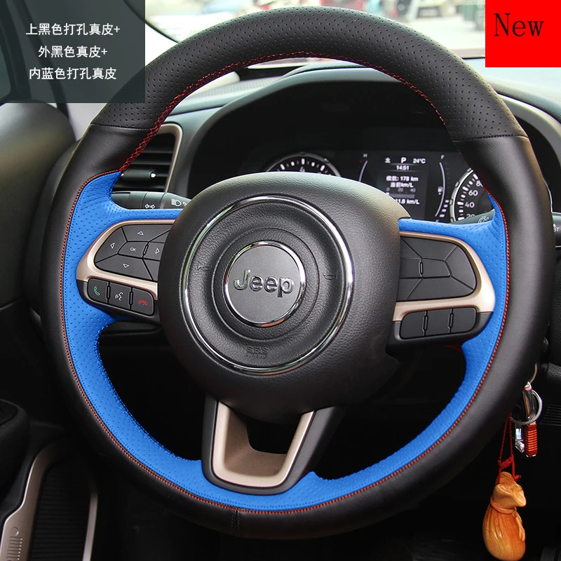 

Hand-Stitched Leather Suede Carbon Fibre Car Steering Wheel Cover for JEEP Wrangler Compass Grand Cherokee Renegade Cherokee