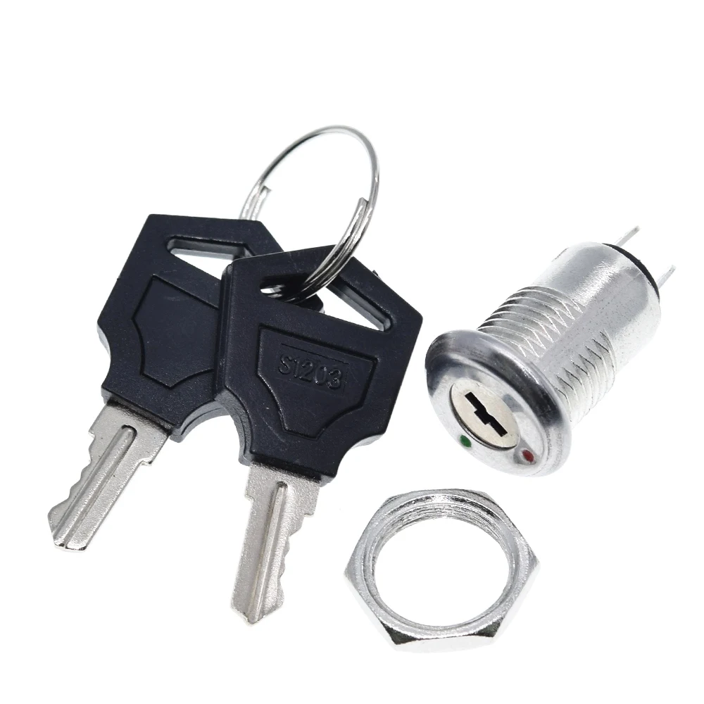 12mm Edelstahl Elektronischer Schlüsselschalter EIN/AUS Verriegelungsschalter Telefonsperre Sicherheits-Netzschalter 12*21mm S1203 2PIN 2 Schlüssel – Detail 4