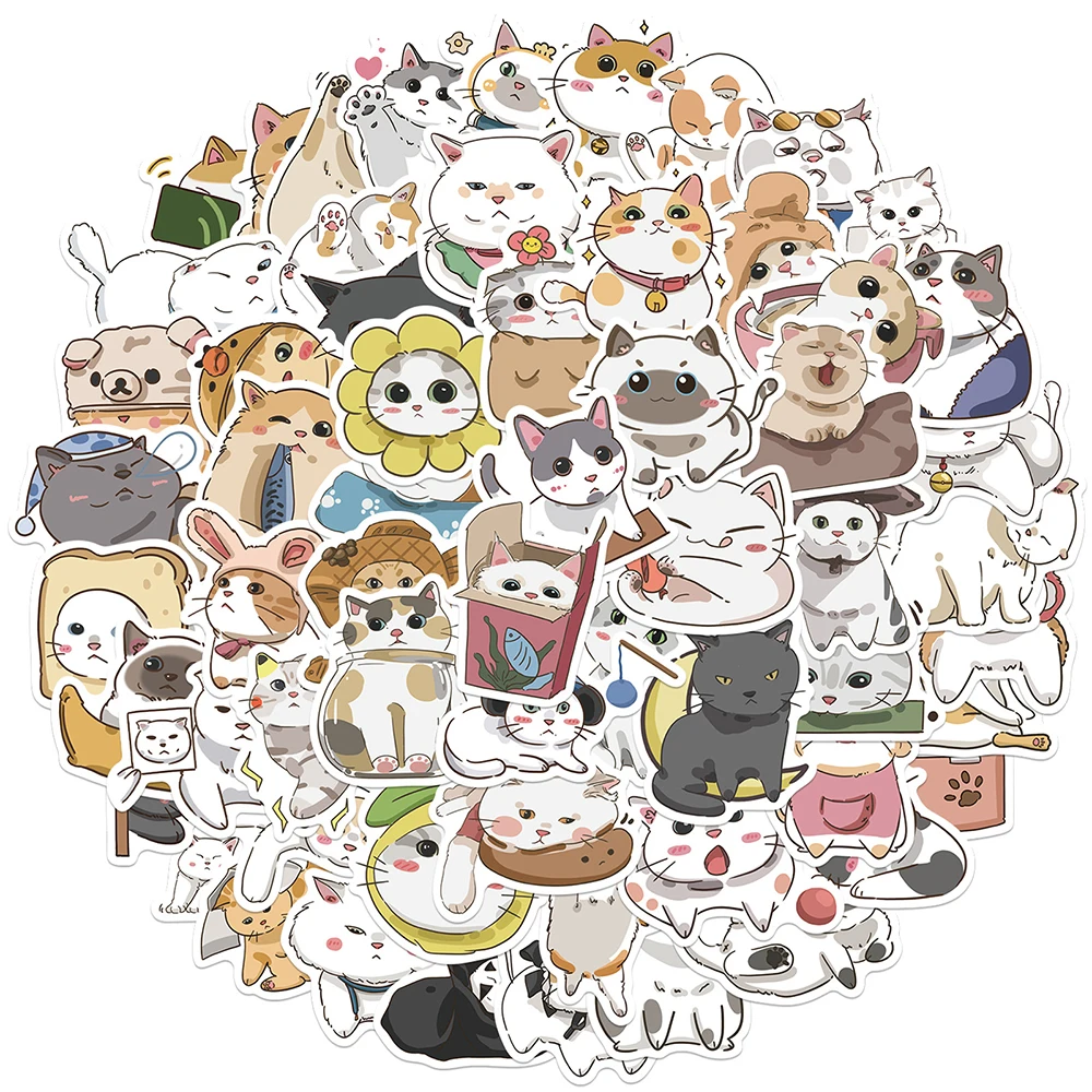 

10/30/62PCS Cute Cat Cartoon Animal Graffiti Stickers Car Guitar Motorcycle Luggage Suitcase Classic Toy Cartoon Sticker Decals