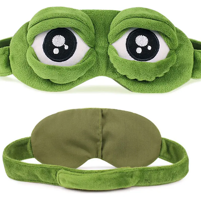 Fashion Kawaii Travel Eye Mask 3D Sad Frog Padded Shade Cover Sleeping Closed/Open Eye Funny Mask Kid Adult Fun Novely Eye Patch