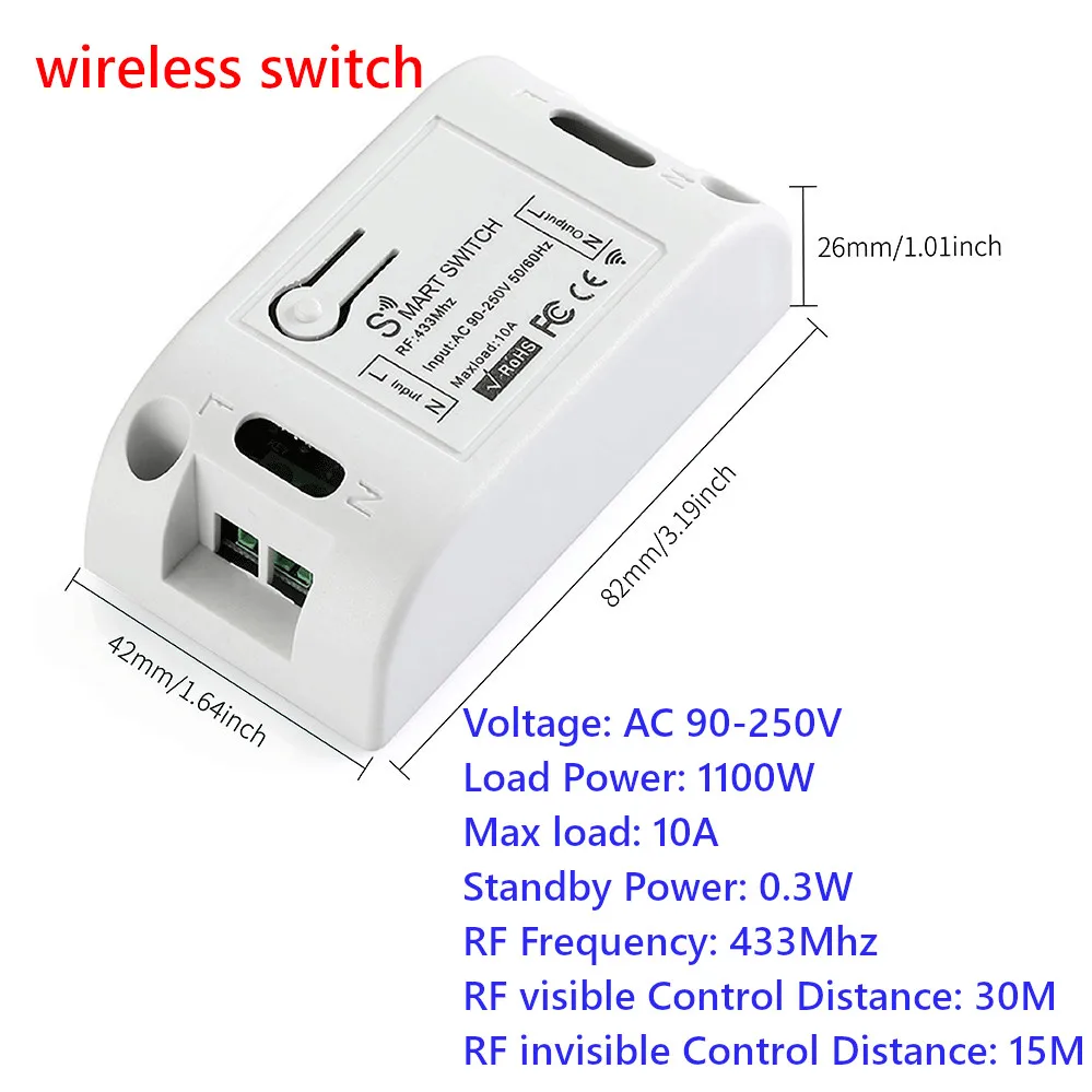 Interruptor de luz universal para casa inteligente, interruptor remoto sem fio, módulo de controle de luz led, temporizador elétrico, diy