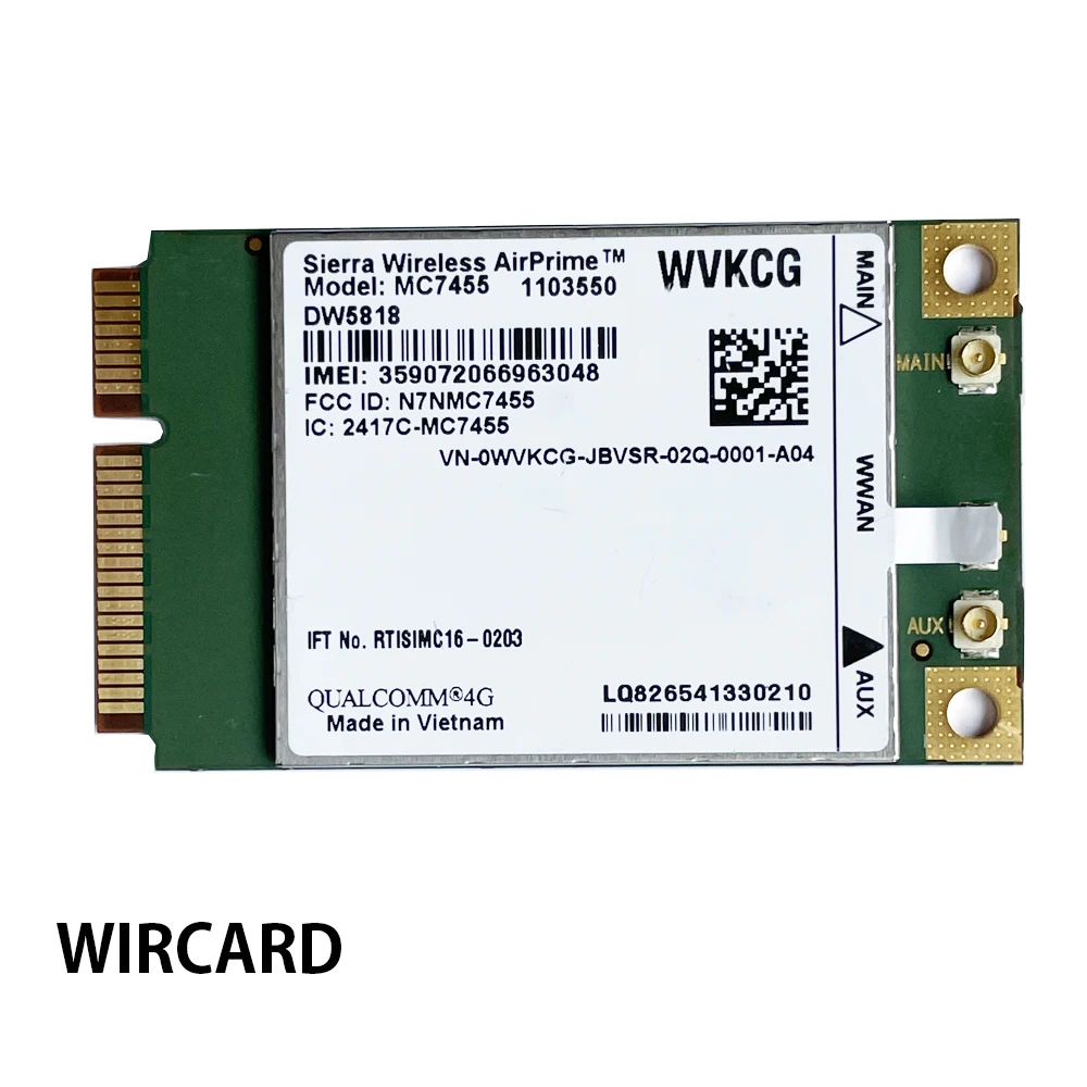 MC7455 DW5818 WVKCG LTE 4G Card mini PCI-E FDD-LTE  4G Module Cat6 for Dell laptop  WWAN Card