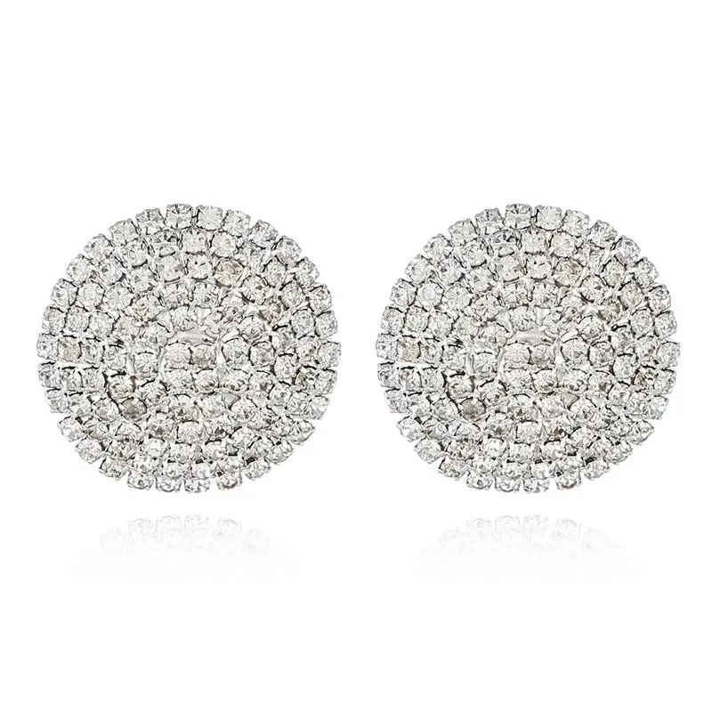 YFJEWE New Shiny Crystal Big round Stud Earrings For women Full Rhinestone Earring Party Wedding Fashion Jewelry Gifts E672