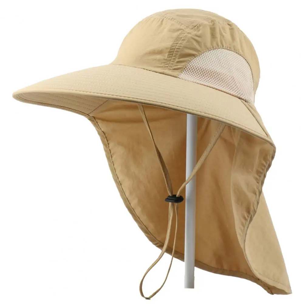 Outdoor Hat Headwear Fishing Hat with Fasten Strap Fashion  High Quality Neck Flap Outdoor Large Wide Brim Fishing Hat