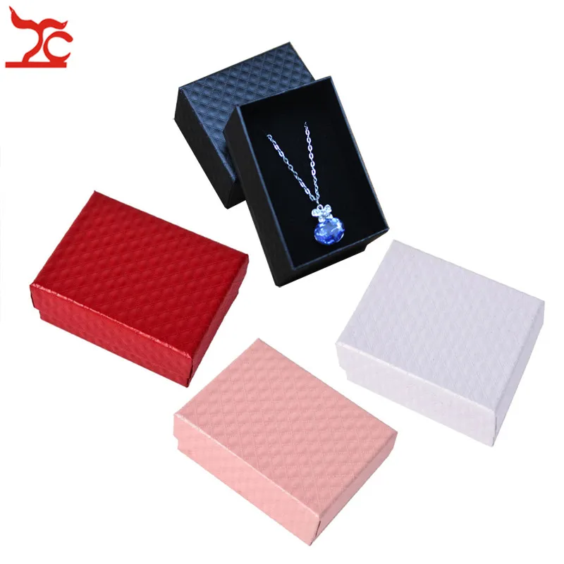 

Quality Paper Jewelry Box Necklaces Earrings Ring Packing Display Gift Boxes Case Jewellery Organizer Bague Bijoux Box 4 Colors